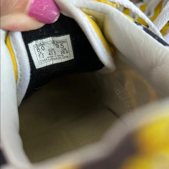 Vans Yellow and Black Sunflower Checkered Old Skool Sneakers 9.5 - Picture 7 of 10